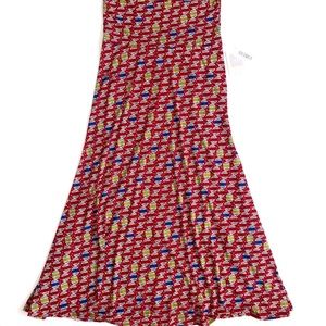 LuLaRoe Womens M Red Geometric Long Maxi Skirt NWT